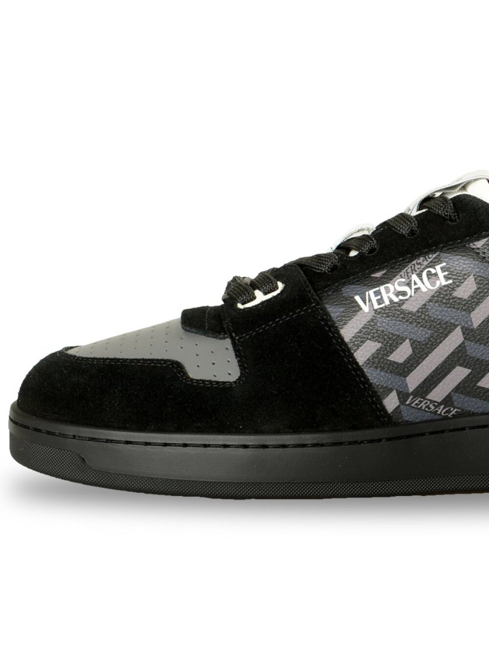 Versace Men's "The Greek Print" Leather & Suede Sneakers Shoes US 13 IT 46 - Picture 2 of 8